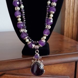 ARTISAN Purple Amethyst Beaded Pendant Necklace